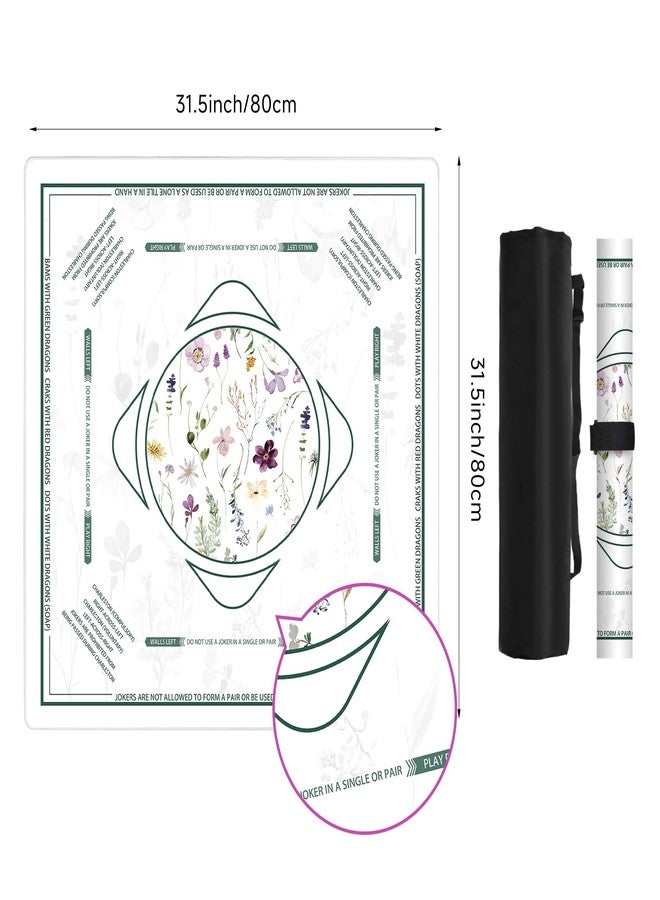 Deyimmei Mahjong Mat for Table - Non-Slip Mahjong Table Cover with Storage Pockets, Perfect Mahjong Accessories & Gifts for Women, Men, and Mahjong Enthusiasts (Floral Geometry) - Image 2